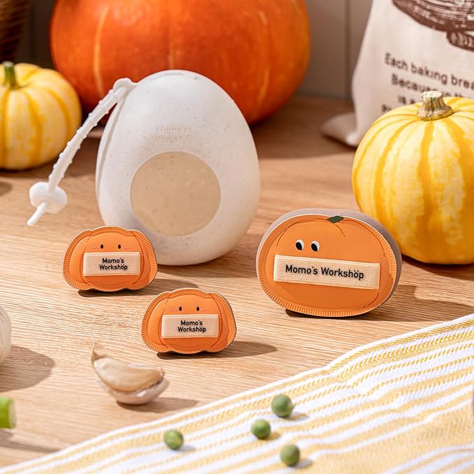 Cute Pumpkin Makeup Sponge 3-Pack, High-Density Rubycell for Cream Skin Finish, 1 Large + 2 Mini for Foundation & Concealer, Soft & Elastic for Dry Skin,Travel-Friendly
