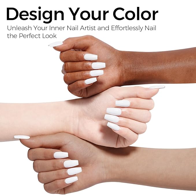 TOMICCA White Gel Nail Polish, 15ml White Gel Polish, Soak Off UV LED Soft Pale Color High Gloss Colors Long Lasting French Nail Art Manicure Salon DIY Design