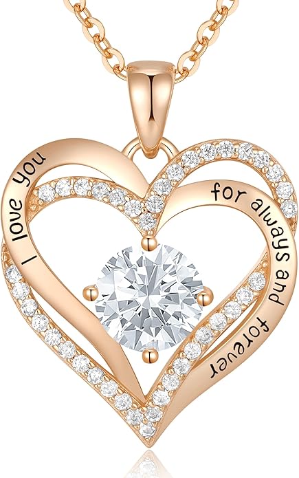 CDE Forever Love Heart Necklaces for Women, Wedding Anniversary, Birthday Mothers Day Christmas Day Gifts for Mom, Mother, Wife, friend, S925 Silver Jewelry with Birthstone Pendant