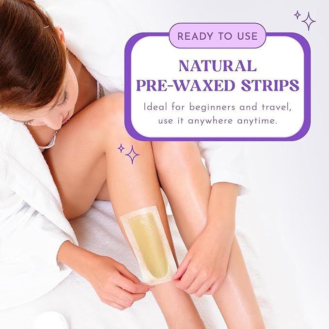 MOOM Express Wax Strips with Chamomile & Lavender, Hair Removal Kit with Finishing Oil – Legs, Bikini, Face & Body, 10 Double-Sided Strips (2 Pack), 40 Count