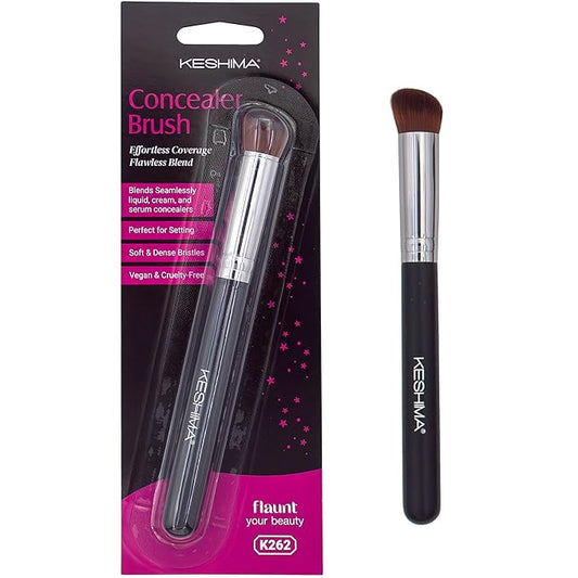 Angled Concealer Brush by Keshima - Under-Eye Concealing, Contouring & Setting, Seamless Streak-Free Finish - Works with Liquid, Cream & Powder - Soft, Dense Synthetic Bristles