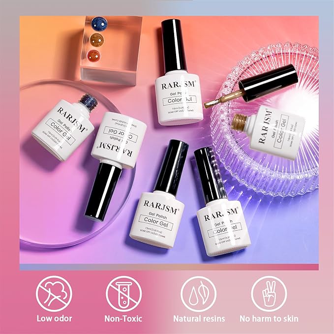 RARJSM Ceramics Glitter Cat Eye Gel Nail Polish Set 6Pcs Pink Light Purple Gold Brown Blue Velvet Shimmer Smoothie Cateye Gel Polish with Magnetic Stick UV LED Curing Require Home Salon Nail Design