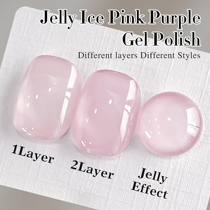 Double Rhythm Gel Polish 15ML Jelly Sheer Pastel Light Milky Color Pearl White Bottle 1 PC 0.5 OZ Full Size Nail Art Salon at Home (Milky Pink-D1381)