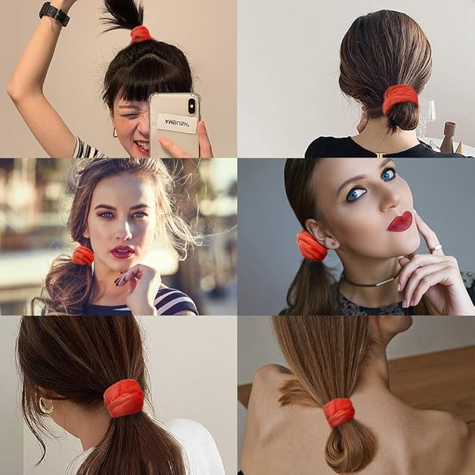 Didder 20 Pcs Hair Scrunchies Velvet Elastics Scrunchy Hair Ties Orange Soft Scrunchie Bobbles Ropes Scrunchie Solid color Hair Bands for Women Girls