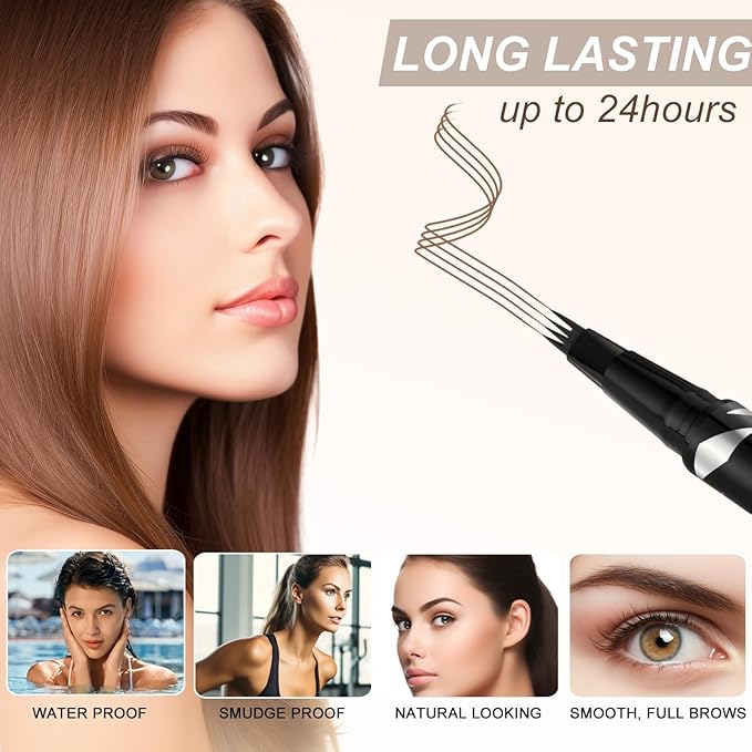 Eyebrow Pen,2-IN-1 Dual-ended Waterproof Eyebrow Pencil,with 4 Tip Microblading Eyebrow Pen and Ultra-Precise Brow Pencil,Dual-ended Eyebrow Brush,Eyebrows Makeup for Natural Looking-Soft Brown 01