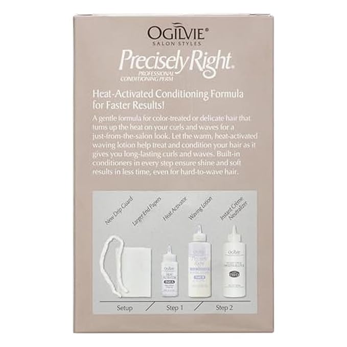 Ogilvie Salon Styles Precisely Right Professional Conditioning Perm Kit - Ideal for Color-Treated, Thin, or Delicate Hair - 1 Application