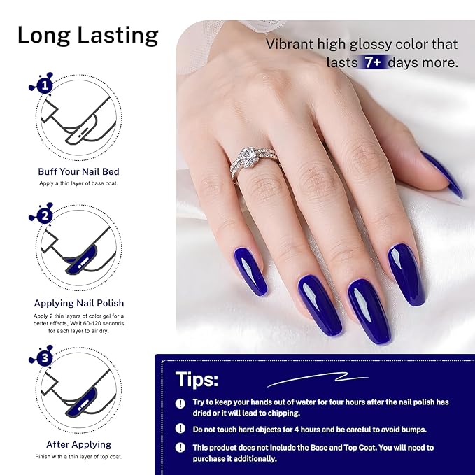 OpenLive 16.5ml Dark Blue Nail Polish Large Volume Quick Dry Nail Polish, Long Lasting Shine, Fingernail Toenail Nail Art DIY Home Travel Nail Art Gift