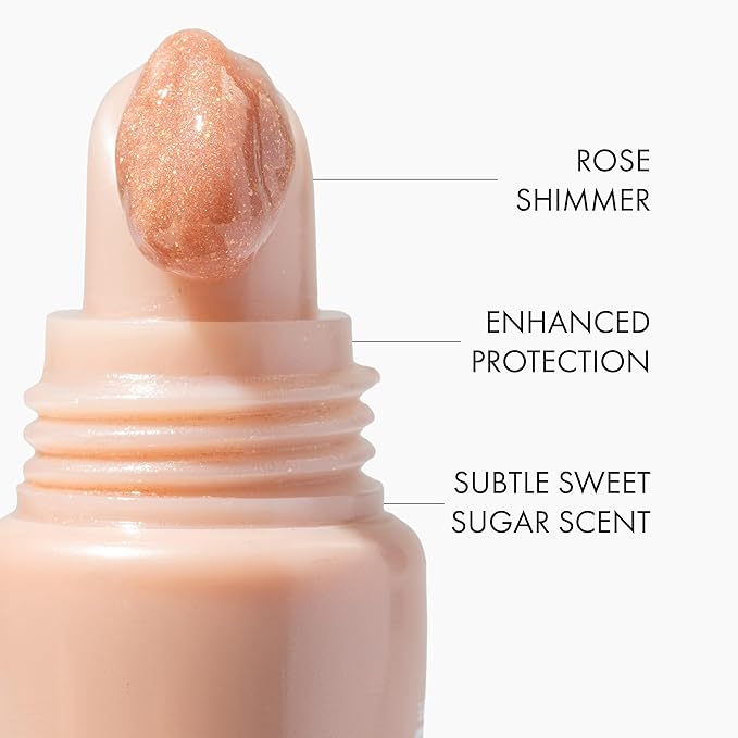 ESW Beauty Rose Sugar Smoothie Shimmer Lip Treatment – Soft Rose & Sweet Sugar with Shea Butter & Vitamin E for Luminous Shine & Daily Protection