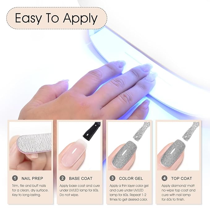 Venalisa Silver Glitter Gel Polish - 1pc Silver Color Soak Off UV Gel DIY At Home Manicure Salon Nail Art