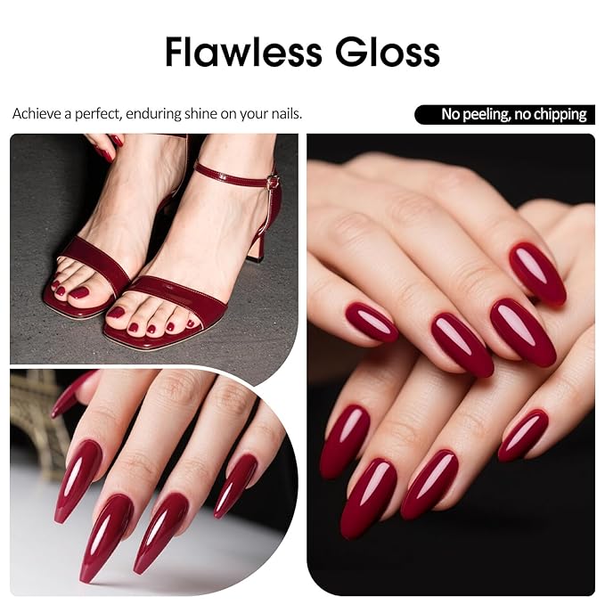 VENALISA Dark Red Gel Nail Polish, 1 Pcs Burgundy Red Gel Polish Color High Gloss Soak Off U V Nail Manicure Salon and DIY at Home Gifts for Women