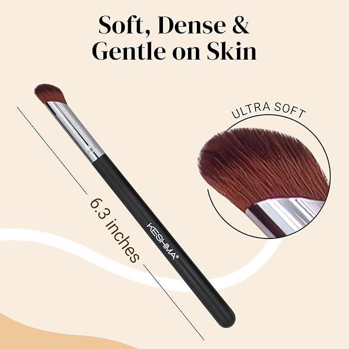 Mini Concealer Brush by Keshima, for Under Eye, Nose & Precision Touch-Ups ; Seamless Blending, Streak-Free Finish with Soft Dense Bristles for Liquid, Cream & Powder ; Vegan & Cruelty-Free