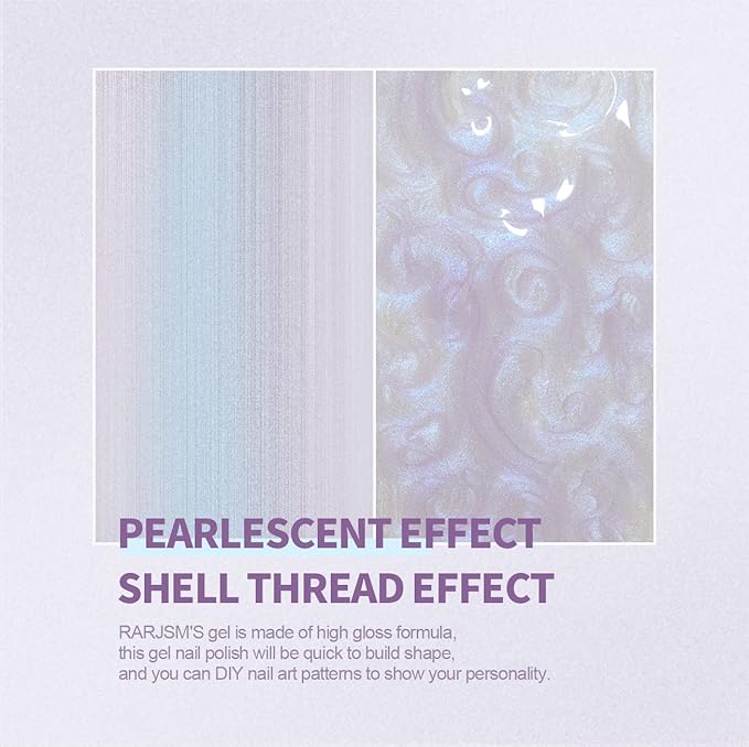 RARJSM Pearl Gel Nail Polish, Glitter Drawing GelPolish Shimmer Mermaid Nail Gel Soak Off for Salon Home DIY Manicure Use