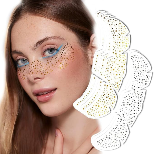Fake Freckles Face Tattoo Star Glitter Freckles Sparkle Makeup Patches Face Glitter Speckles Patches for Women