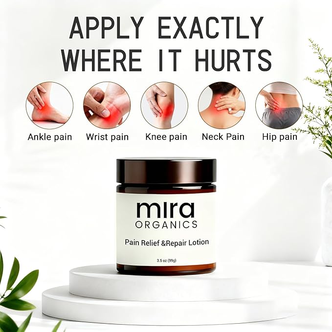 Mira Natural Relief & Repair Lotion, Fast-Absorbing, Non-Greasy Formula to Soothe Muscle & Joint Discomfort, Botanical Blend with Moisturizing Care for All Skin Types