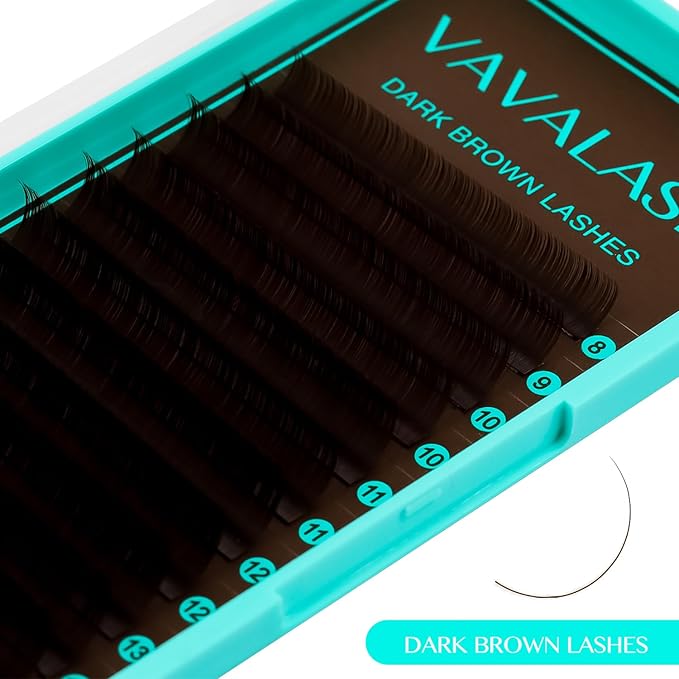 VAVALASH Colored Lash Extensions Dark Brown Eyelash Extensions 0.03 0.05 0.07 0.1 0.15 Volume Lash Extension 8-15mm Mixed Lashes B Curl Premium color Lashes Extension(Dark Brown-0.15-B-8-15mm)