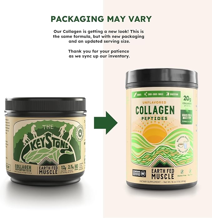 Earth Fed Muscle Collagen Peptides Powder – Unflavored Collagen Protein Powder for Women & Men | Supports Hair, Skin, Nails, Joints & Recovery | Sugar & Gluten-Free, Keto Friendly, 20g Per Serving
