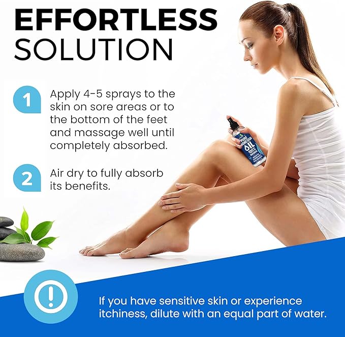Pure Magnesium Oil Spray 4oz - Topical Magnesium Spray for Sleep Extra Strength - Less Sting - Less Itch - 100% Natural and Organic Oil - Made in USA