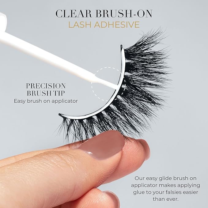 Lilly Lashes Black Eyelash Glue, Brush On Lash Glue for False Eyelashes, Latex Free Lash Adhesive for Eyelash Extensions