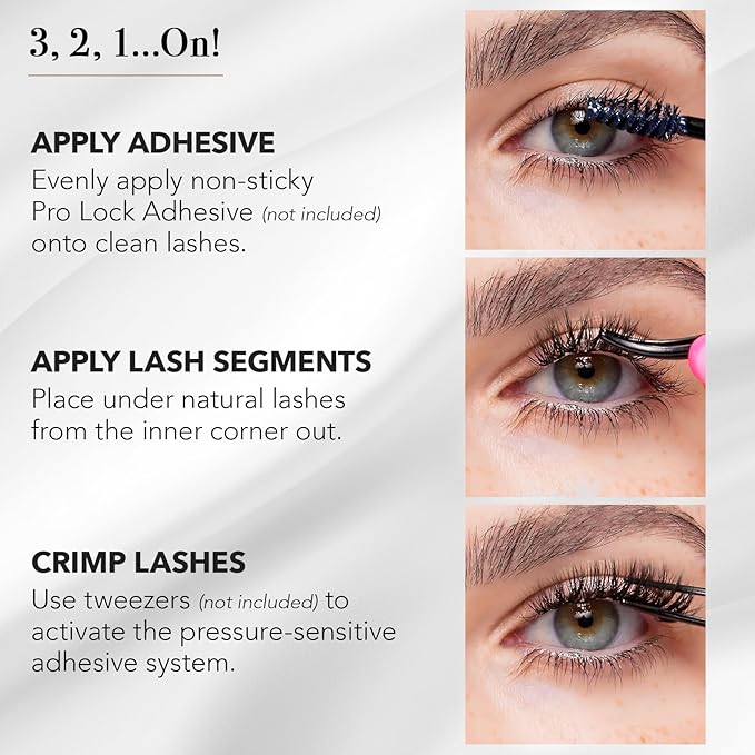 Pro Lash ProWear Professionally Styled Lash Clusters - Easiest to Apply Eyelash Cluster - 10 Day Eyelashes - Waterproof Lashes Clusters - 3 Sets - Volume Feathered Wispy No. 33 - Black