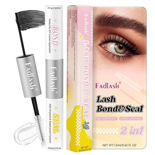 FADLASH Lash Bond and Seal 12ml Lash Cluster Glue for Eyelash Clusters Strong Hold Eyelash Glue Black Long Lasting at Home