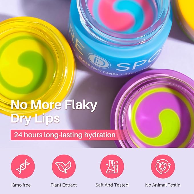 3-in-1 Dual-Color Sleeping Lip Mask Set – Blueberry, Grape & Lemon | Hydration & Repair for Dry Cracked Lips, Infused with Grape Seed Oil and Citrus Extracts for Rejuvenates Lips, 1.26 Fl Oz