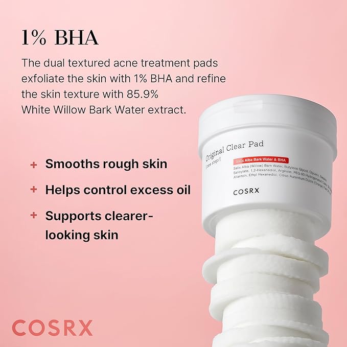 COSRX BHA Toner Pads, 70 Sheets, Exfoliating Pads for Dead Skin & Blackheads, Minimize Pores, Prevent Breakouts, Improve Skin Texture, Korean Skin Care