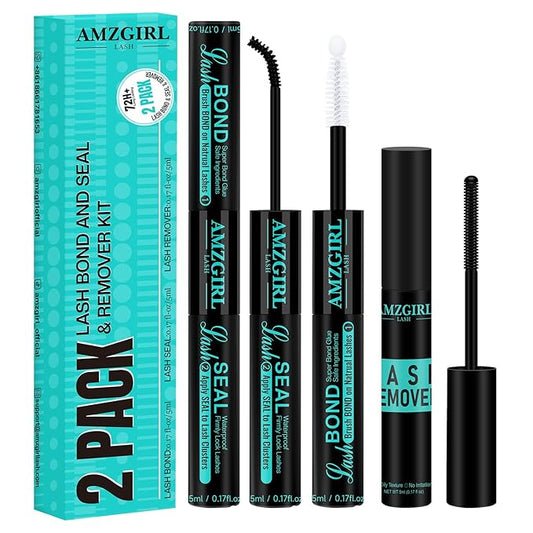 Lash Bond and Seal and Remover Waterproof Lash Cluster Glue Remover for Cluster Lashes Diy Eyelash Extensions Glue Strong Hold 72H+ Oil Lashes Remover Fast Remove Residue(Bond&Seal Remover)