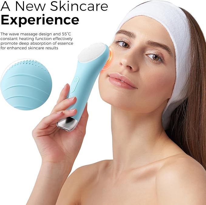 Face Scrubber Facial Cleansing Brush - Waterproof and Rechargeable Face Cleansing Brush with 4 LED Gentle Light, Cleansing, Exfoliating and Massaging, Electric Face Scrub Brush for Men & Women