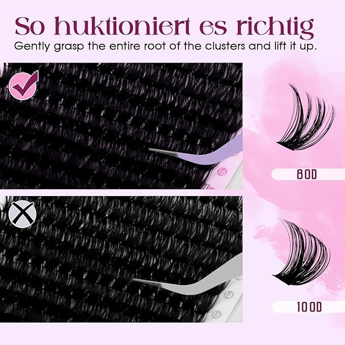 Lash Clusters DIY Individual Lashes 10-18mm D Curl Fluffy Eyelashes Extension 80P+100P Wispy False Eyelashes Volume Thick Eyelash Extension（28-80P+100P-07-D-1018）