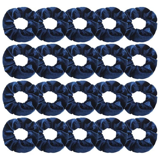 20Pcs Didder Velvet Scrunchies: Soft Elastics Hair Ties in Dark Blue, Bobbles Ropes Hair Bands for Women and Girls