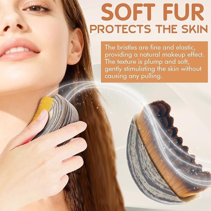 1/2 PCS Lymphatic Contour Face Brush - Facial Gua Sha Lymphatic Drainage Massager for Lifting & Sculpting, Soft Bristles for Natural Makeup, Waterproof & Easy Clean (1Pcs Contour Face Brush)