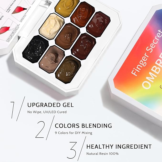 Karroy Sponge Pat Paint Nail Gel, 9 Colors Ombre Nails Gradient Gel Nail Blush Blooming Aura Nails Drawing Stripper Floral Painting Nail Art, No Wipe, UV/LED Curing (9 Colors B)