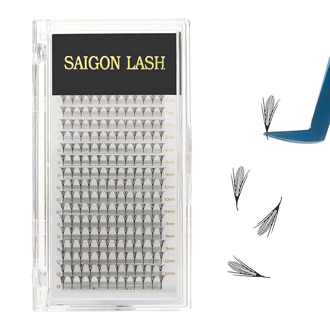 SAIGON LASH Anime Lash Kits Promade Fans –3D & 12D Wispy Volume Lashes, CC Curl 0.07, Mixed Length 6–13mm, Loose Handmade Extensions for Lash Artists (Dark chocolate-CC-0.05-6 - 13mm)
