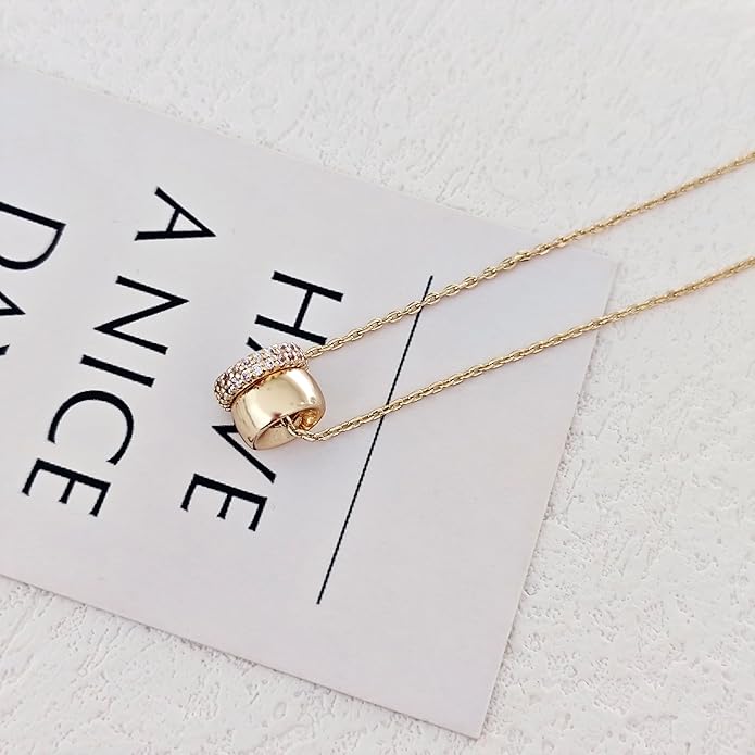 Luxval Diamond Pendant Gold Necklace for Women，Dainty 18k Gold Plated Choker Necklaces Simple Gold Jewelry Gifts for Women Girls