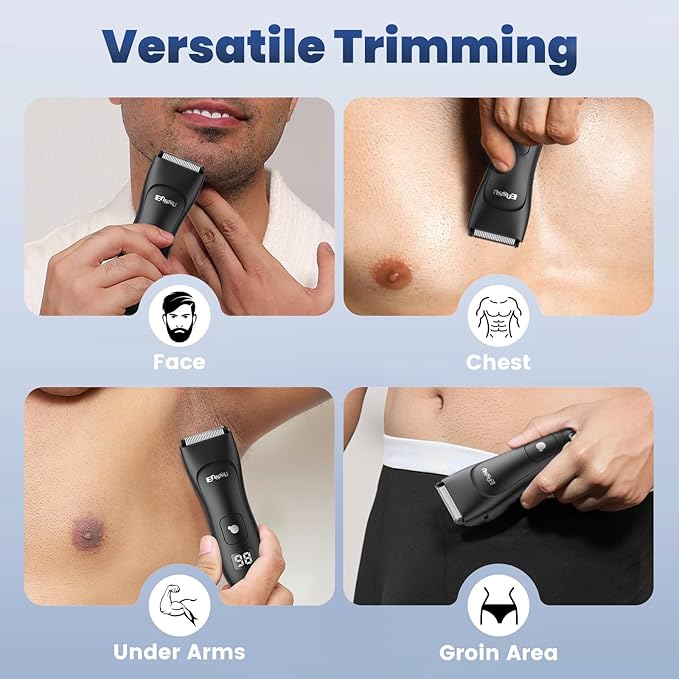ENSSU Body Hair Trimmer for Men, Electric Manscape Groin Trimmer with Skin-Safe Ceramic Blade, Waterproof Ball Trimmer for Chest, Beard, and Pubic Hair