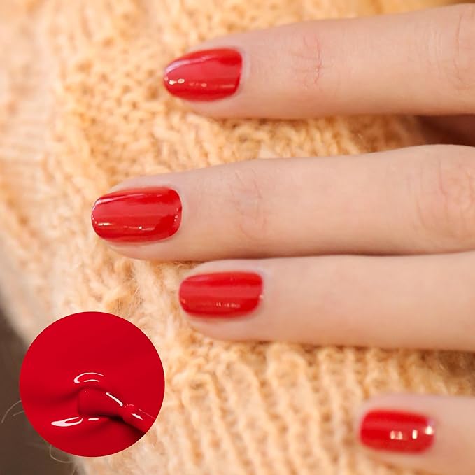Manucurist Green Nail Polish Poppy Red - Bright Orangey Red Nail Polish - 9-Free, Plant-Based and Vegan - Manicure - Made in France - 0.5 fl oz