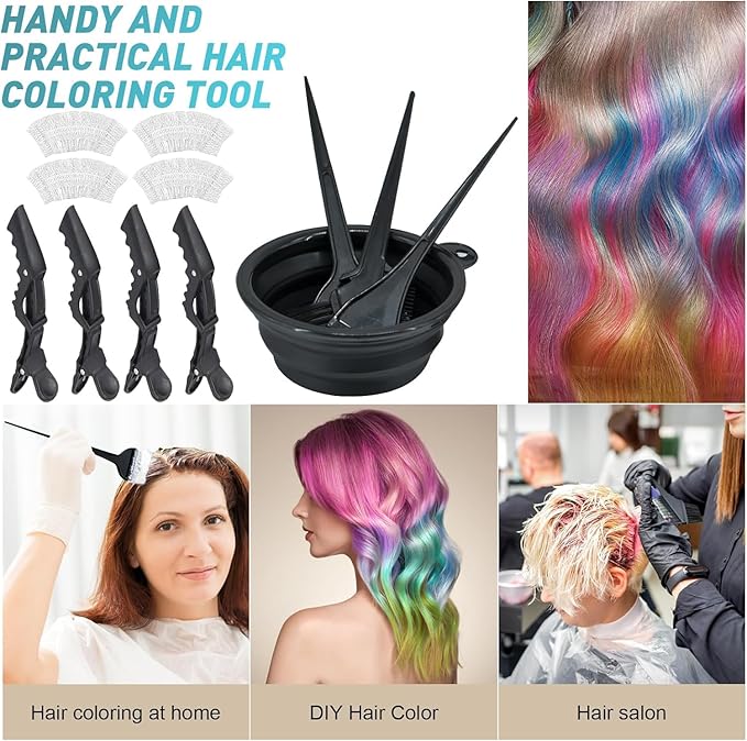 Xarchy 12 Pcs Professional Hair Bleach Kit Hair Coloring Products with Hair Dye Brush, Hair Color Bowl, Earmuffs, Hair Clips for Salon Hair Dye, Hair Color at Home, Hair Bleaching