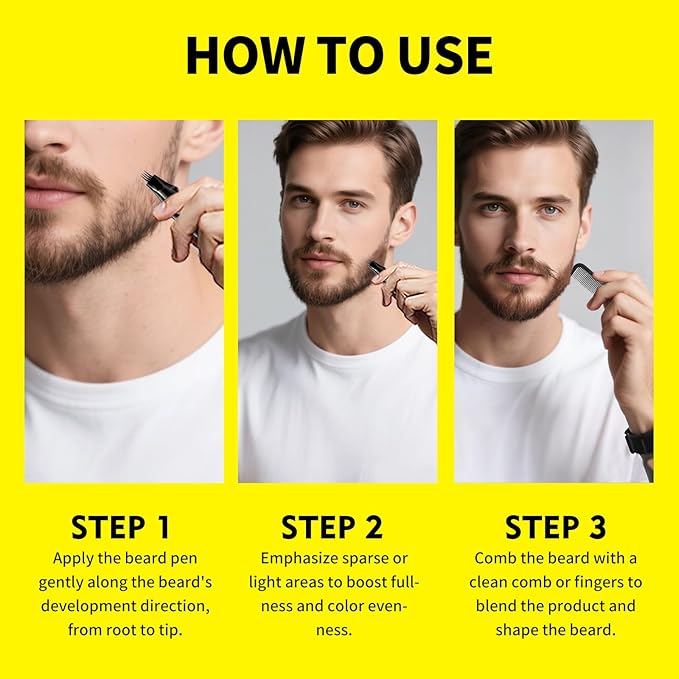 SEVICH Beard Pencil Filler for Men Black 2-Pack,4-Tip Beard Pen Instantly Fills Sparse Areas & Covers Gaps, Waterproof & Sweat-Resistant,Natural Look,Value Bundle