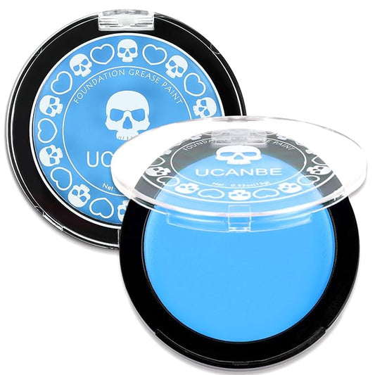 UCANBE Light Blue Face Body Paint Makeup Foundation, Cream Greasepaint for Kids & Adult, Non-Toxic FX Face Painting Kit for Halloween Smurf Avatar Corpse Bride Sally Face Makeup, Costume Cosplay Party