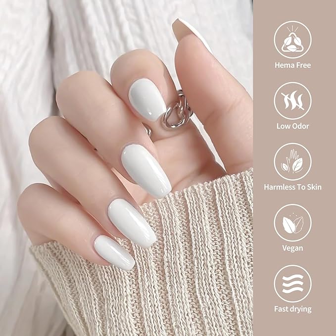 VENALISA White Gel Nail Polish, 1 Pcs Pure White Hema-free Nail Polish Gel Soak Off UV Gel DIY at Home Manicure Salon Nail Art For Girls Women