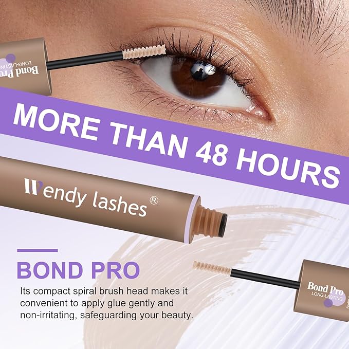 WENDY LASHES Brown Lash Cluster Glue, Lash Bond and Seal Waterproof, Quick-Dry Long-Lasting 72H Eyelash Glue for Clusters, Eyelash Adhesive, More Natural, More Solid, and More Gentle - 12ml