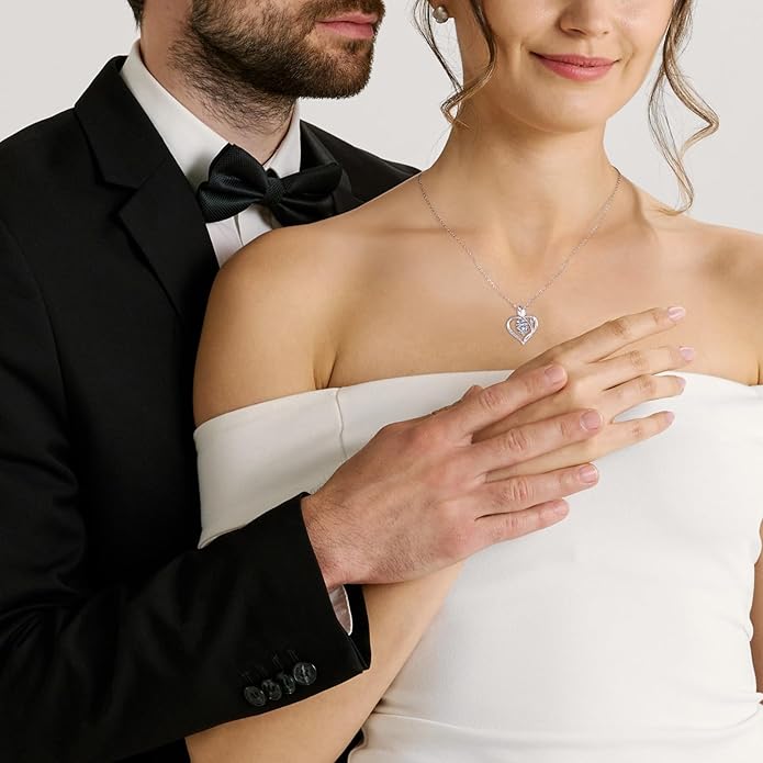 1.2CT Rose Heart Necklace Option of Moissanite or Lab-Grown Sapphire Ruby Emerald&More Necklace for Women Birthstone Girlfriend Necklace S925 Sterling Silver 18K White/Rose Gold Plated D Color VVS1 Gift for Wife Mother Daughter for Birthday Anniversary...