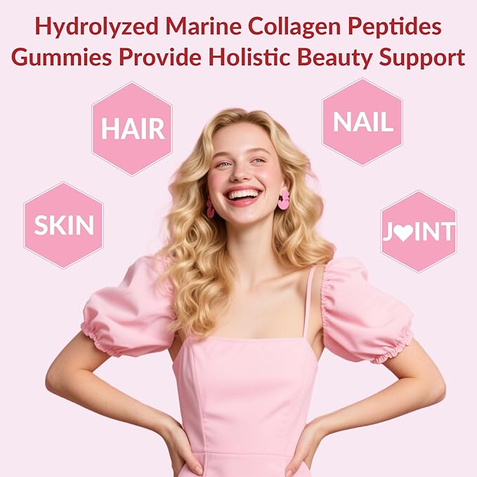 VitalityPeak Marine Collagen Gummies for Women- Hydrolyzed Collagen Peptides 1000mg with Biotin,Vitamin C, E, Hyaluronic Acid- Collagen Supplement for Healthy Skin Hair Nails- Sugar Free, 90 Counts