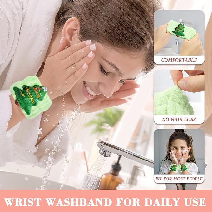 Women's Wrist Towels for Washing Face, Microfiber Spa Wash Towel Band, Face Washing Absorbent Wristbands,6PCS