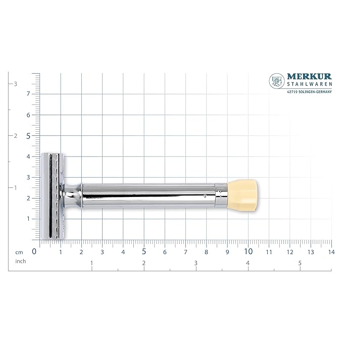 MERKUR Progress 510 Adjustable Double Edge Safety Razor - Long Handle Adjustable Razor With Dial Made in Germany Plastic-Free Closed Comb Straight Bar