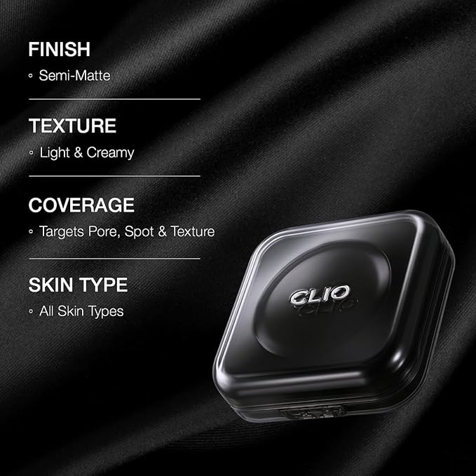 CLIO Kill Cover Founwear Cushion Foundation, Flawless Full Coverage with Matte Finish, Covering Pigmentation and Blemish, Long-Lasting, Creamy Lightweight Texture, Korean Cushion (19C LIGHT)