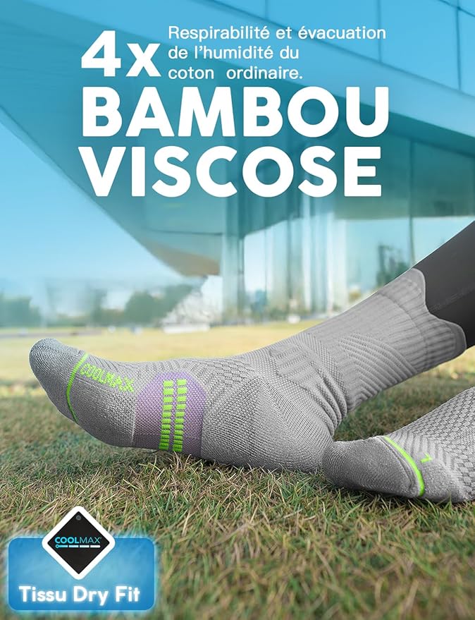 Juclise Womens Coolmax Bamboo Viscose Compression Running Crew Socks, Moisture-Wicking Anti-Blister Hiking&Gym Athletic