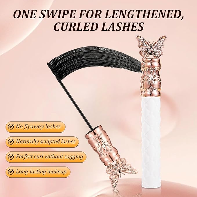 Filterseed Mascara - Fine Brush Black Mascara, Waterproof, Smudge-Proof, Clump-Proof, For Tiny and Lower Eyelashes (2PCS)