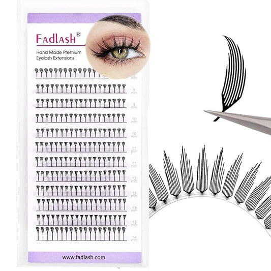FADLASH Premade Anime Lashes Spire Premade Lash Fans 0.07 C Curl Volume Manga Lash Look Fluffy Natural Lash Extensions for Professional Salon Use (0.07-C, 8-14mm)