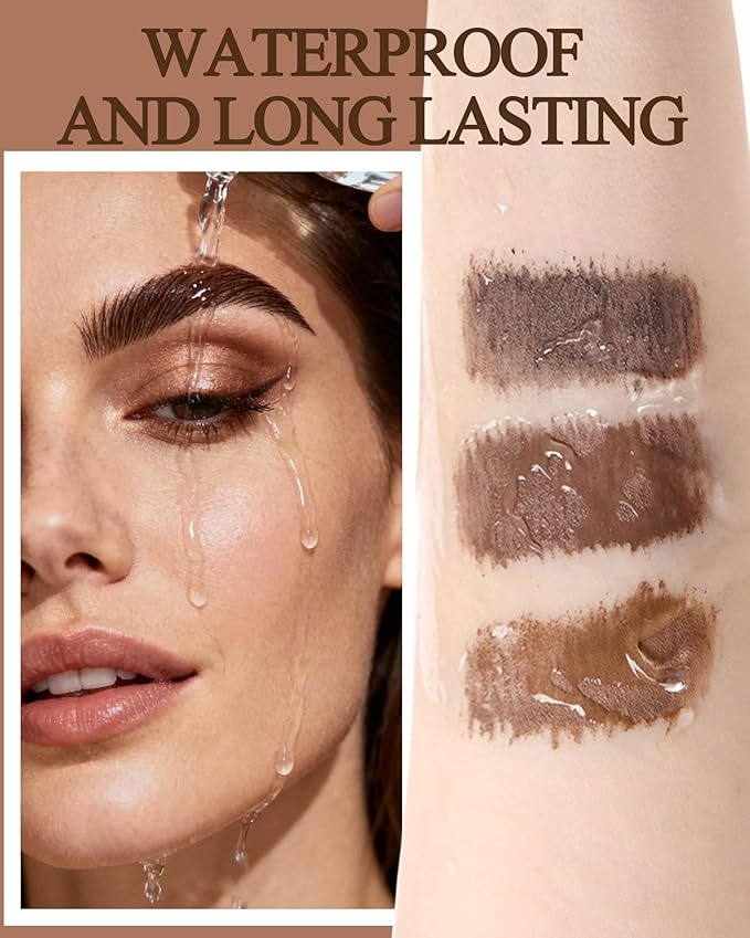 2Pcs Tinted Brow Cream Waterproof,Brown Longwearing Smudgeproof Liquid Eyebrow Tinting Gel Mascara,Volumizing Eye Brows Filler Women Natural Brow Makeup without Clumping with Brow Brush&Razor-02